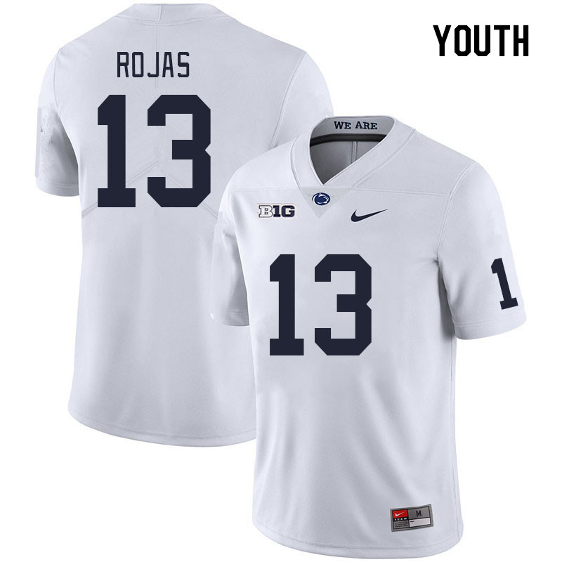 Youth #13 Tony Rojas Penn State Nittany Lions College Football Jerseys Stitched Sale-White - Click Image to Close